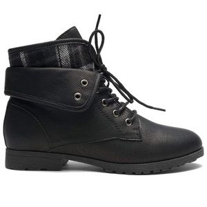 HerStyle Women's Black Combat Ankle Booties